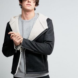 Faux Shearling Hooded Jacket
